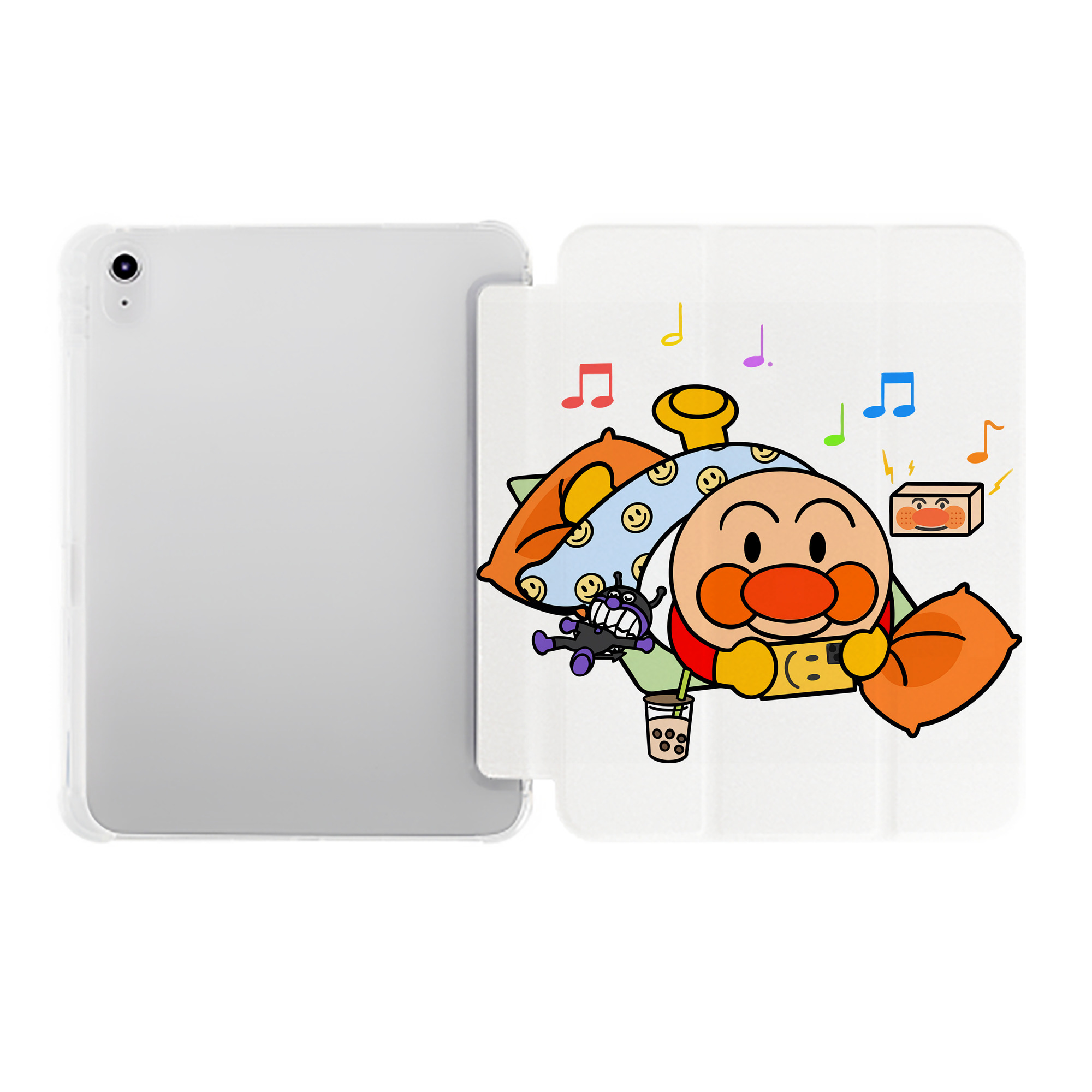 （画像用） アンパンマン Anpanman IPad ケース ペン収納付き 三つ折りスタンド PUレザー×シリコン 対応機種9.5/10.5/10.9インチ